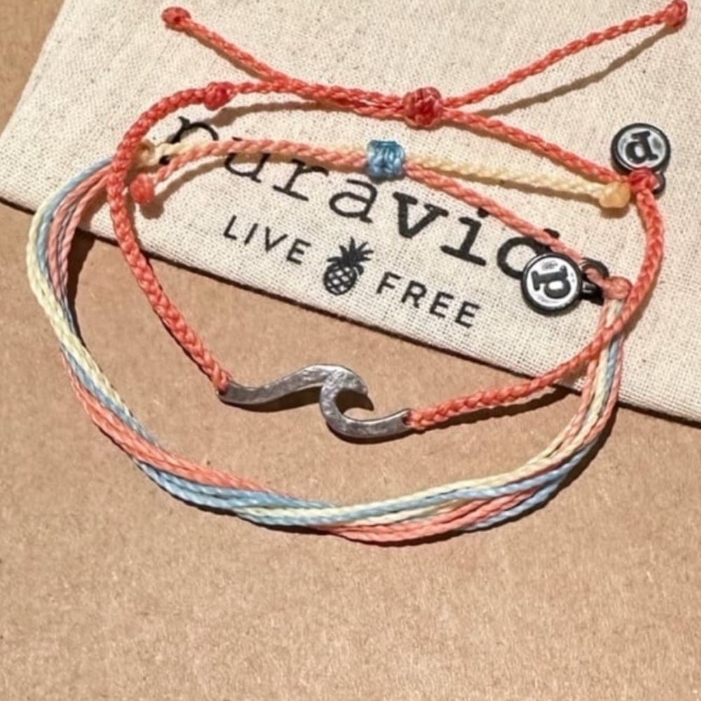 PURA VIDA Silver Hammered Wave Unisex Set NEW!